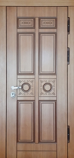 Стальная одностворчатая дверь с терморазрывом (МДФ шпон с фрезерованием) Стальная одностворчатая дверь с терморазрывом (МДФ шпон с фрезерованием)