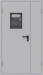 Полуторастворчатая огнестойкая дверь со стеклопакетом Полуторастворчатая огнестойкая дверь со стеклопакетом