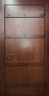 Стальная шпонированная термодверь МДФ с поперечными рейками Стальная шпонированная термодверь МДФ с поперечными рейками